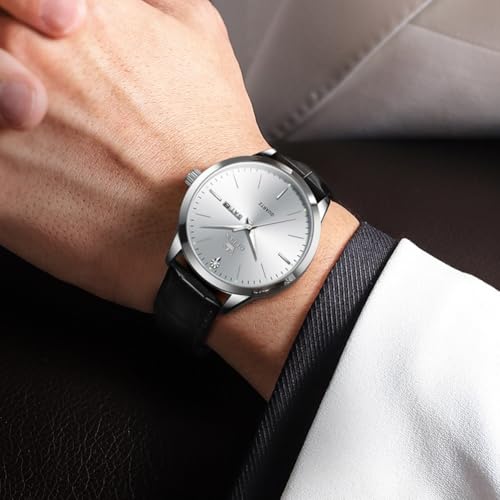 Image of OLEVS Men Watches Dress Waterproof Leather Band Classic Large Face Luxury Watches for Men Casual Fashioned Nice Analog Watch Men Day Date Easy Reader Quartz Original Business Adjustable Watches Men
