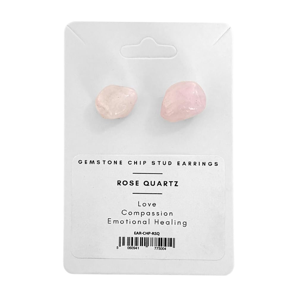 Gemstone Chip Stud Earrings, 1x1cm, Rose Quartz