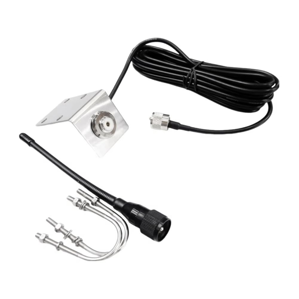 Antena Marina VHF de 156-163 MHz, Impermeable, con Mástil y Cable RG-58 de 5 M/16,4 Pies, Soporte en Forma de L para, Velero y