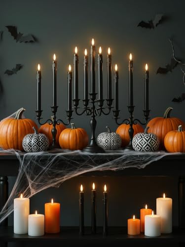 Image of Treela 36 Pcs Flameless Taper Candle,Black, 0.8x8.9″, Wide Mouth