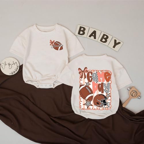 Personalized Game Day Football Romper - Custom Name Baby Girls With Bows Fall Season Outfit Sport Newborn Clothes2