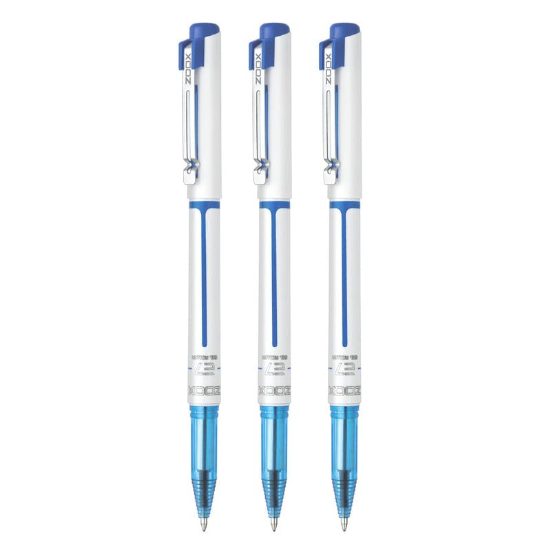 FLAIR Zoox E7 0.7mm Roller Gel Pen | Minimalistic Design | Waterproof Ink For Smudge Free & Smooth Writing | Fitted With Jumbo Refill | Blue Ink, Pack Of 3