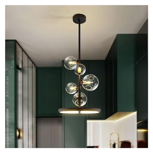 Suspension îlot de cuisine luminaire salle à manger lustre noir 5 têtes