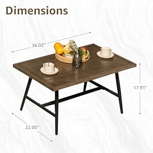 NATURAL EXPRESSIONS Outdoor Coffee Table Woodgrain Patio Metal Table All Weather Backyard Conversation 36 inshs for Balcony Poolside Deck Garden Indoor Ootdoor Brown