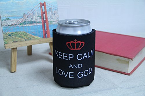 Tainada Neoprene Beer Beverage Drink Can Coolie Cooler Insulators (2 pcs,Double Sided Printing) + One Coaster (I Love Jesus) - Image 4