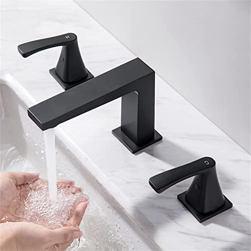Robinet de lavabo cascade noir à 3 trous pour salle de bain - 3