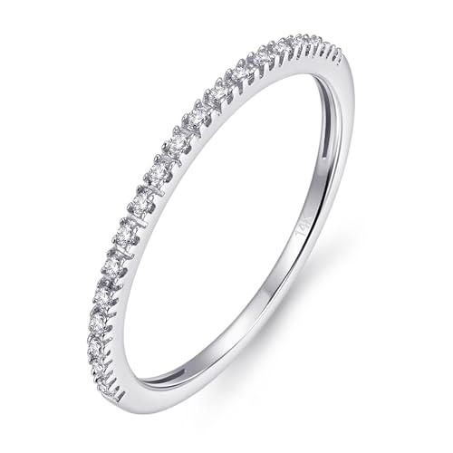 14K Gold Moissanite Wedding Bands for Women, 1.5mm Moissanite Stacking Rings, 14K Gold Eternity Bands for Women2
