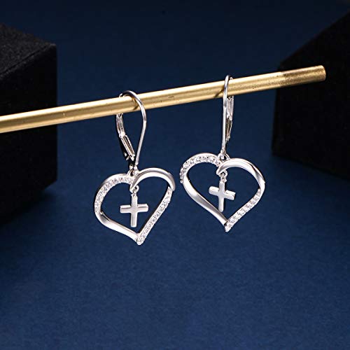 S925 Sterling Silver Heart Dangle Drop Stud Earrings for Women Mom Sister Friend Jewelry4