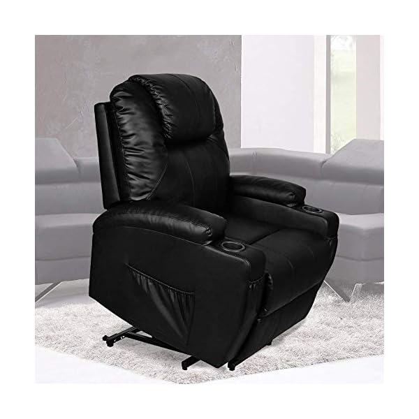 Unionline Power Lift Massage Recliner Heated Vibrating Chair with 2 Controls Wheels