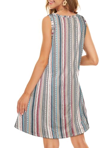 Image of Summer Dresses for Women Beach Boho Sleeveless Vintage Floral Flowy Pocket Tshirt Tank Sundresses 2026