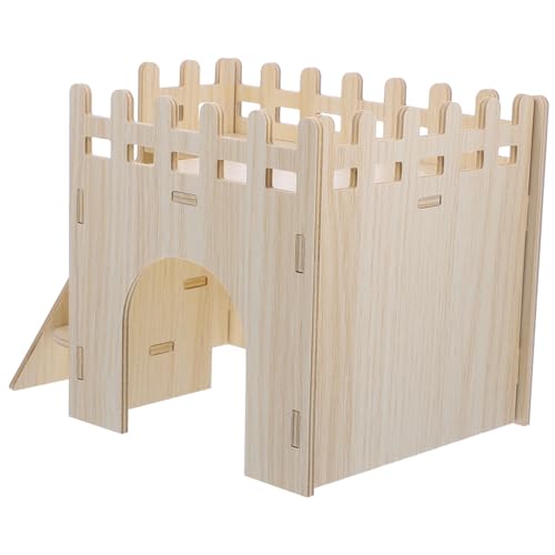HEMOTON 1Set Guinea Pig Hideout House Wooden Hamster Cage Accessory with Ladder Biting Design Cozy Nest for Animals Present for