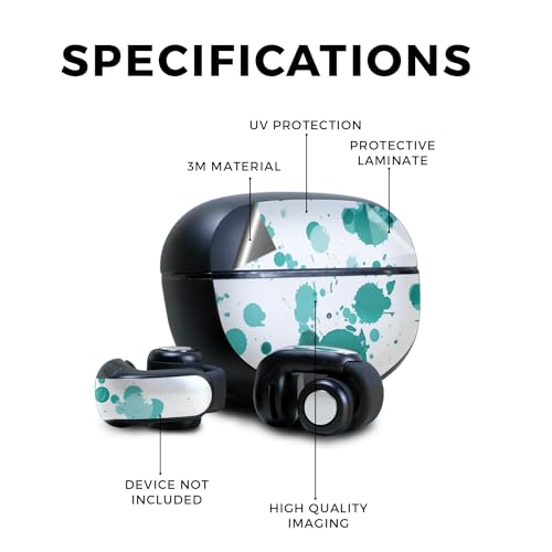 Image of Skin Compatible with Bose Ultra Open Earbuds - Teal Splatter - Premium 3M Vinyl Protective Wrap Decal Cover - Easy to Apply | Crafted in The USA by MightySkins