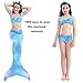 Mermaid Tails,Mermaid Tails for Swimming Girls Swimsuit Princess Bikini Set Bathing Suit Swimmable Costume (No Monofin)