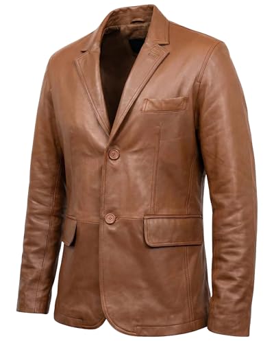 Image of Men's Leather Blazer - Lambskin Leather Blazer Men Genuine Leather Jacket Blazers - Men's Real Leather Sport Coat