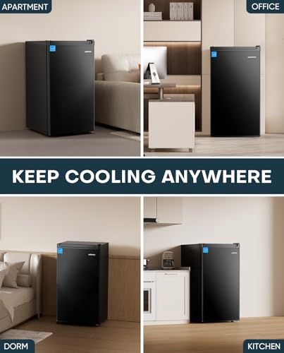 Upstreman BR44 4.4 Cu.Ft Mini Fridge With Freezer, Single Door Mini Fridge For Bedroom, Extra Large Capacity, Energy-Efficient, Adjustable Thermostat Refrigerator thumb #7