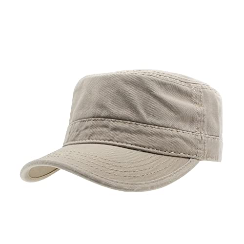 Image of The Vintage Year Heavy Stitching Washed Cotton Cadet Hat - Durable Military Baseball Cap for Men & Women, Outdoor Casual Wear