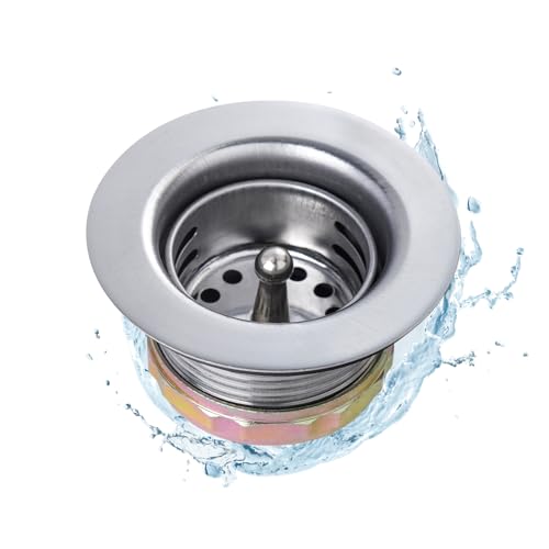 Phivan 2-Inch Kitchen Sink Drain Strainer RV Sink Drain Assembly with Basket Fits 2-Inch/2-1/2-Inch Sink Openings Anti-Clog Stainless Steel Sink Strainer for Bar & Small Kitchen