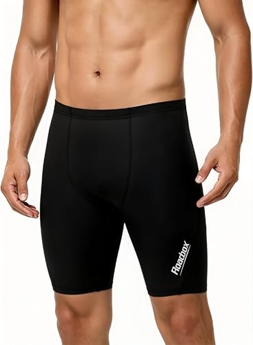 Roadbox Swim Jammers for Men Athletic Swimsuit for Training Racing Quick Dry Endurance Competitive Swimming Shorts UPF 50+ Black