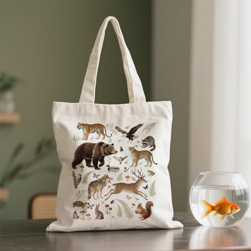 ANATTASOUL Sacs de Courses Animaux et papillons Tote Bag Coton pour Femme – vue 7