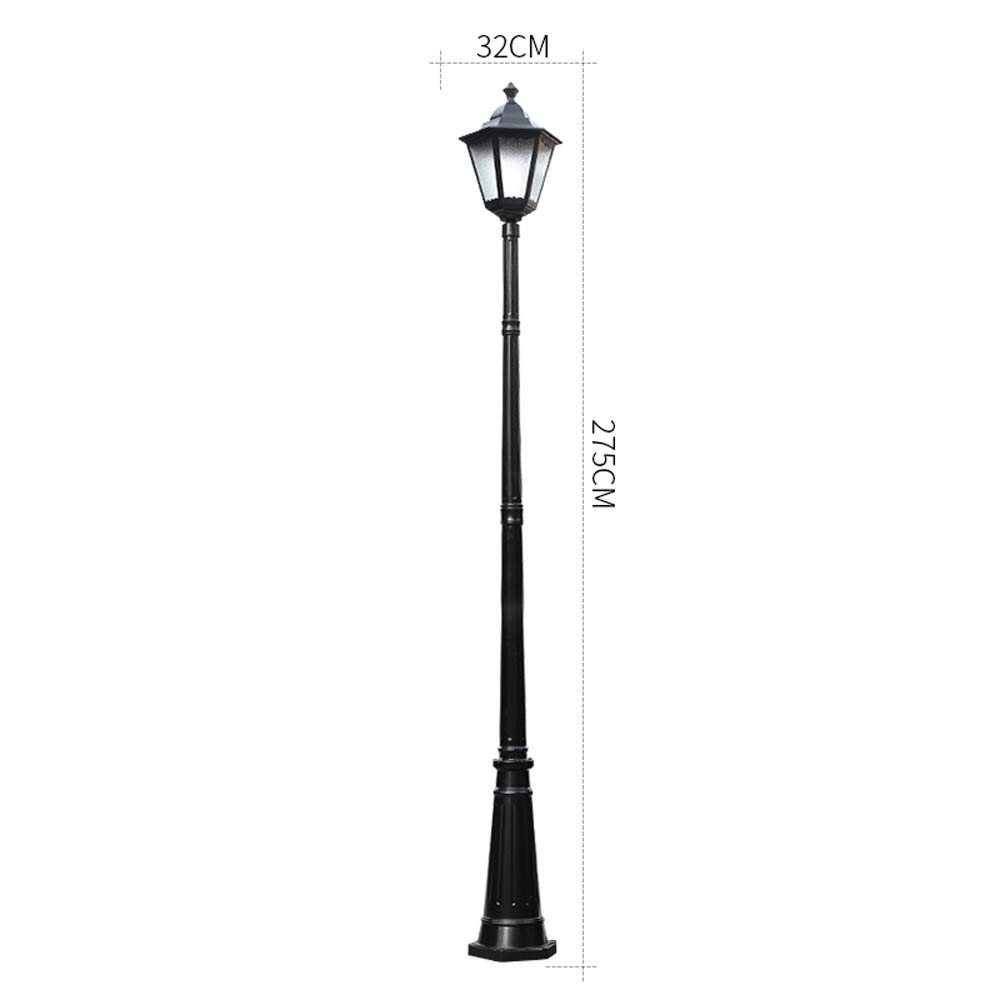 Lampadaire d'extérieur traditionnel E27 à tête unique pour l'extérieur IP65 en verre étanche à l'eau - Lumière européenne rétro en aluminium - Pour chemin