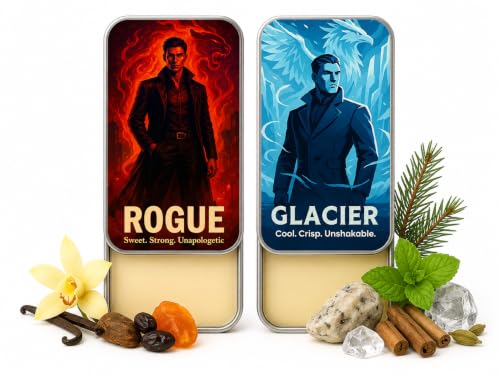 Image of Solid Perfume for Men Duo - Rogue & Glacier (10g x 2, 20g) | Alcohol-Free Long-Lasting Perfume Balm | Warm Vanilla & Aquatic Fresh Fragrance | Pocket Travel Solid Cologne for Men