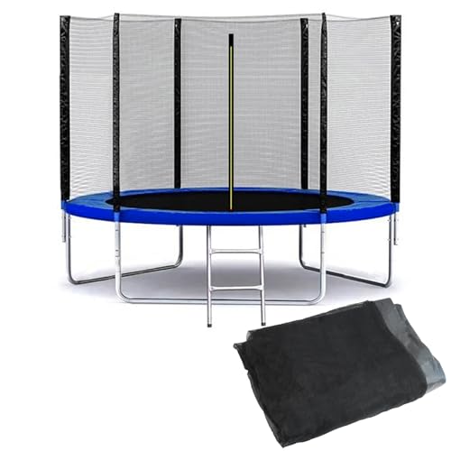 Wadoy 15 Ft Trampoline Net Replacement Safety Enclosure Net for 6 Straight Poles Slide-On Mounting PE Tightly Woven Mesh Netting Included Ropes (Not Include Trampoline Poles)