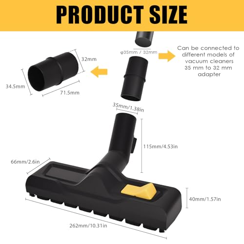Staubsauger Zubehör, 32-35 mm Universal Staubsaugerbürste, mit Anschluss-Adapter, Ersatz Bodendüse Zubehör, für Kärcher Trockensauger WD5, WD4, WD6, WD3