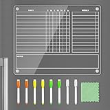 PigPotParty Magnetic Chore Chart for Adults & Teens & Kids on Fridge – 12'x9.5' Acrylic Dry Erase Chore Board with Daily, Weekly & Notes Sections – Includes 8 Fine Point Markers & Towel