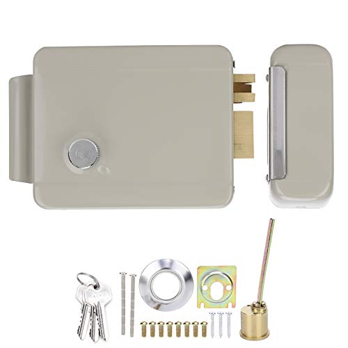 Cerradura eléctrica de puerta, dispositivo de cierre electromagnético de 2 cables, de control de acceso de 9–12 V, apertura hacia adentro para puertas de hierro y madera,