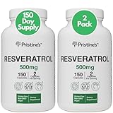 Resveratrol 500 MG (2 Pack) Anti Aging Antioxidant & Health Supplement - 150 Day Supply - Heart Health Cognitive Antioxidant Nutritional Resveratrol Supplement - Anti Aging Pills