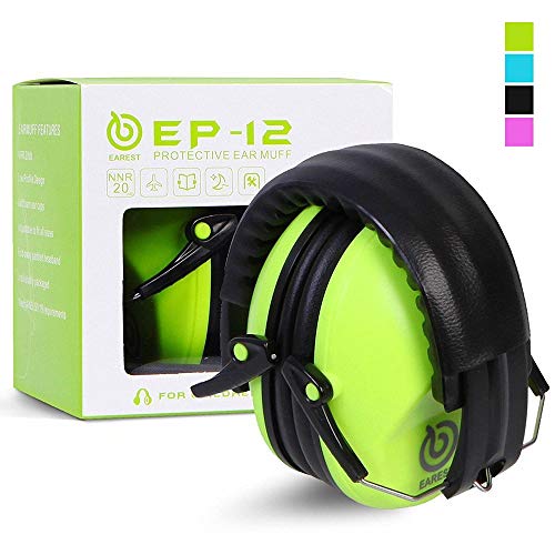 Preisvergleich Produktbild EAREST Gehörschutz NRR 20DB verstellbare Kopfbügel Ohrenschützer für Erwachsene und Kinder, für Schusswaffen / Bau / Luftfahrt / Sägen Sawing Feuerwerk Lesen- Fluoreszierendes Grün