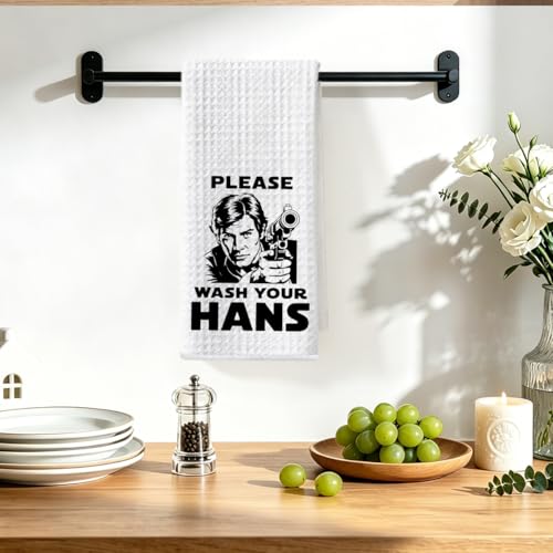 Image of Please Wash Your Hans Kitchen Towels 14x24 Inch, S Wars Dish Towel Waffle Weave Hand Cloth Tea Towel, Funny Kitchen Accessories, Geek Home Kitchen Bathroom Decor, Housewarming Gifts