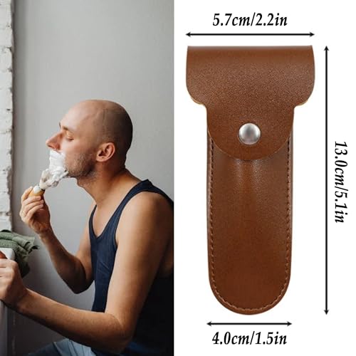 LONGHAO 2 x Razor Case Leather Double Edge Razor Head Protective Sheath Travel Case for Razor Set Safety Razor Cover Made of Leather Portable Razor Protective Case for All Razors and Safety Razors - Image 2