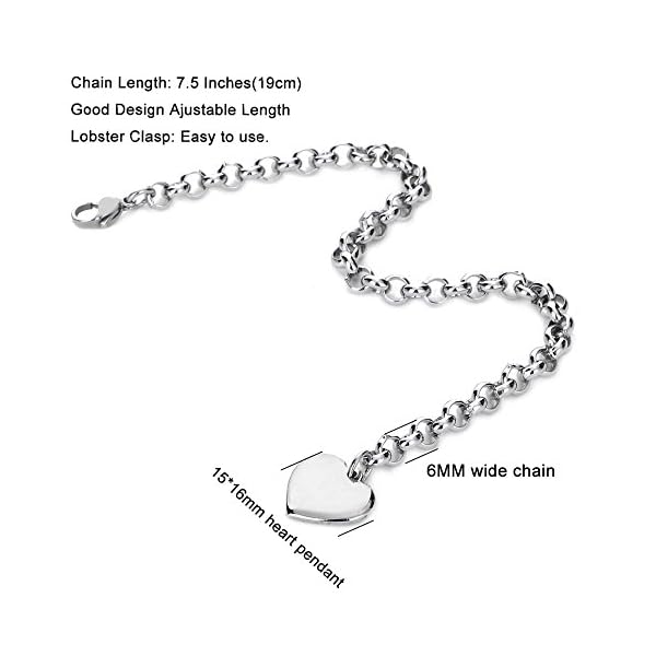 Initial-Charm-Bracelets-Stainless-Steel-Heart-26-Letters-Alphabet-for-Women Monily Initial Charm Bracelets for Teen Girls Stainless Steel Charm Bracelets for Women Letters I Alphabet Heart Bracelet Jewelry Gifts for Girls