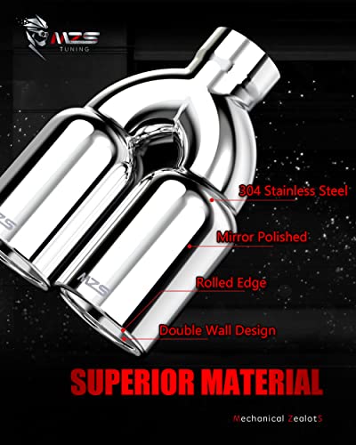 Image of MZS Dual Exhaust Tips 2.5 inch Inlet 3.5 inch Outlet Tailpipe Universal Silver 1Pcs