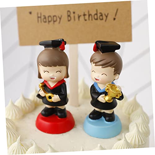 Orfofe Boys And Girls Ornaments Cupcake Topper Cupcake Ornament Cupcake Decorating Resin Doll Tabletop Decor 2022 Congrats Grad Centerpiece Graduation Party Bag Filler Cake Decor Cartoon #TOP1