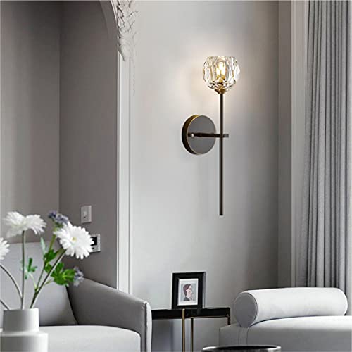 Image of BOKT Postmodern K9 Crystal Wall Lamp Simple Modern Creative Wall Sconces Black Finish Plus Long Diamond Wall Lighting Fixtures for Living Room Dining Room Corridor Bedroom (1Pack)