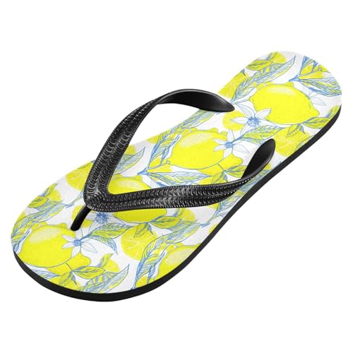 Lemon Flowers Yellow Flip Flops for Beach Thong Sandals Anti-slip Lightweight Shower Shoes for Summer Travel Swim2