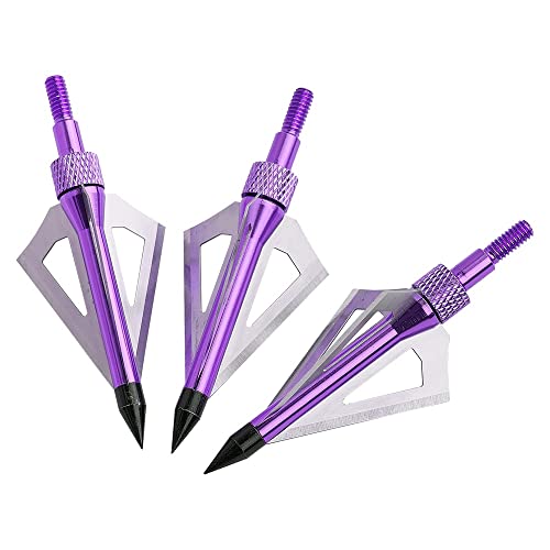 Toparchery 12Pcs Broadheads 3D Arrowhead 100 Grains Hunting Purple Arrowheads Broadhead For Carbon Arrows Aluminum Arrows And Fiberglass Arrows #TOP3
