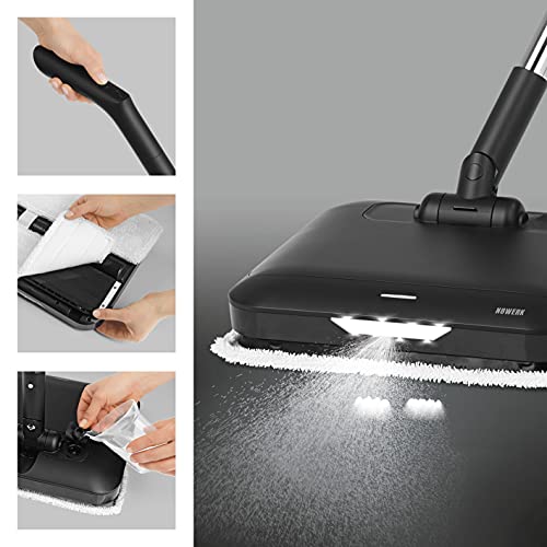 N8WERK Bodenwischer mit Vibrationsfunktion in der Midnight Black Edition | LED-Beleuchtung & 2 Mikrofasertücher, Maße (L x B x H): 115 x 27,5 x 30,4 cm – Bild 5