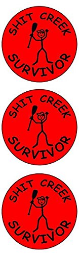 3 pcs Sh*t Creek Survivor Hard Hat Sticker Decal, 2in - Helmet Label Rude Funny