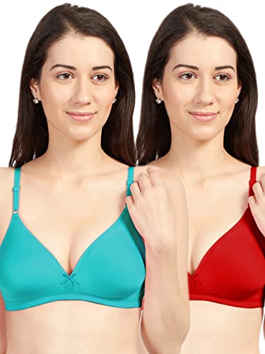 Image of SONARI Omania Womens Non-Padded Cotton Polyester Bras - Solid, Non-Wired, Medium Coverage, Hand Washable (Pack of 2)