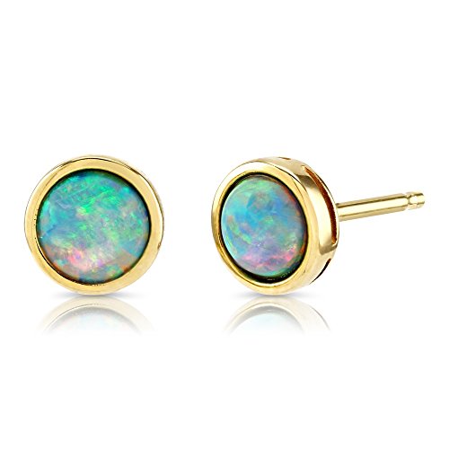Runde Ohrstecker, Opal, 9 Karat Gold, 5 mm