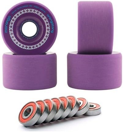 Orangatang Moronga 72.5 mm 83a Freeride Longboard Skateboard Wheels w/Loaded Jehu V2 Bearings (Purple, Set of 4)
