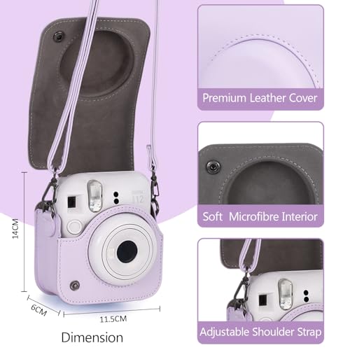 Funda para cámara Fujifilm Mini 12 en cuero PU lila miniatura 2