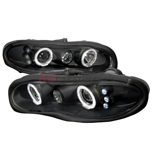 Chevrolet Camaro 1998 1999 2000 2001 2002 LED Halo Projector Headlights - Black Smoke