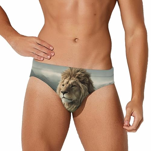 Lion Men's Swim Briefs Low Waist Bikini Swimsuit Underwear Beach Swimwear
