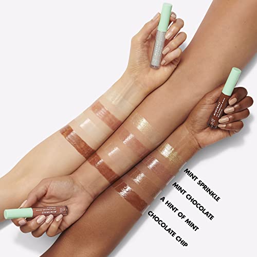 E.l.f. Mint Melt Lip Gloss, High-Shine, Hydrating Lip Gloss, Plumps Lips & Creates Subtle, Buildable Color, Vegan & Cruelty-Free, Chocolate Chip #TOP2