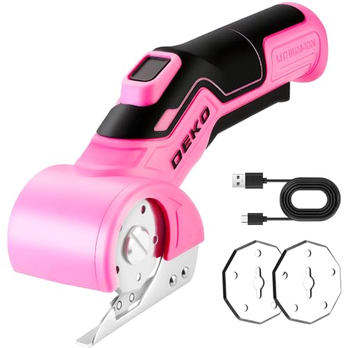 Ciseaux Electrique Rotatif Couture 3.7V: DEKOPRO Ciseaux Électrique sans Fil avec 2 Lames, Coupe...