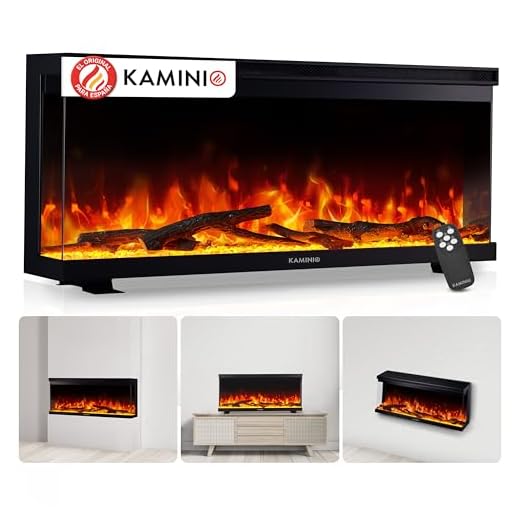 KAMINIO Eléctrica Chimenea Lea - Chimenea eléctrica 3 en 1 con Vista panorámica, calefacción, Efecto de Llama 3D, 12 Colores de Llama (36 Pulgada)